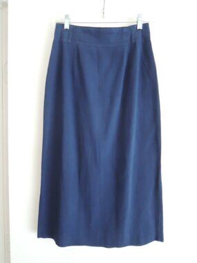 Ladies Pencil Skirt Size 10 Navy Blue Midi Length Vtg 80s Skirt by Ashley Brooke